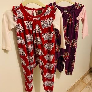 Tea Collection rompers 6 to 12 mos